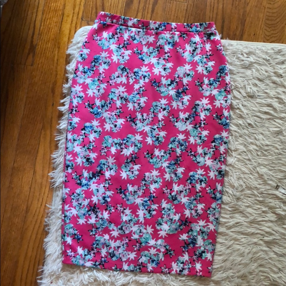 Pink Floral Pencil Skirt